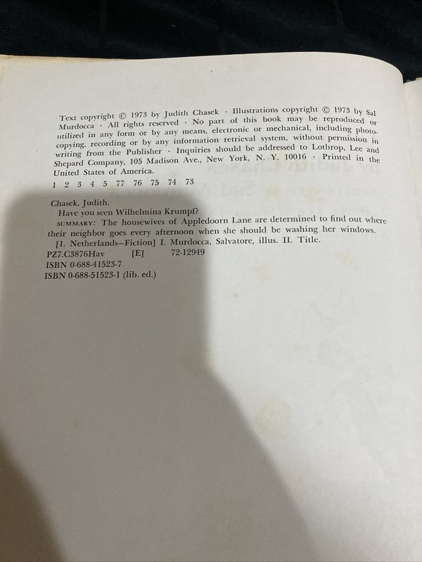 Have You Seen Wilhelmina Krumpf? Judith Chasek Sal Murdocca HC 1973 gallery