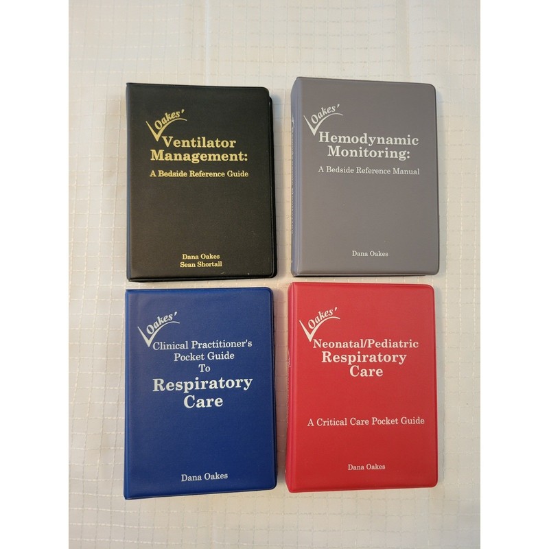 Lot of 4 Oakes Respiratory Care Pocket Guides Ventilator Hemodynamic Monitoring