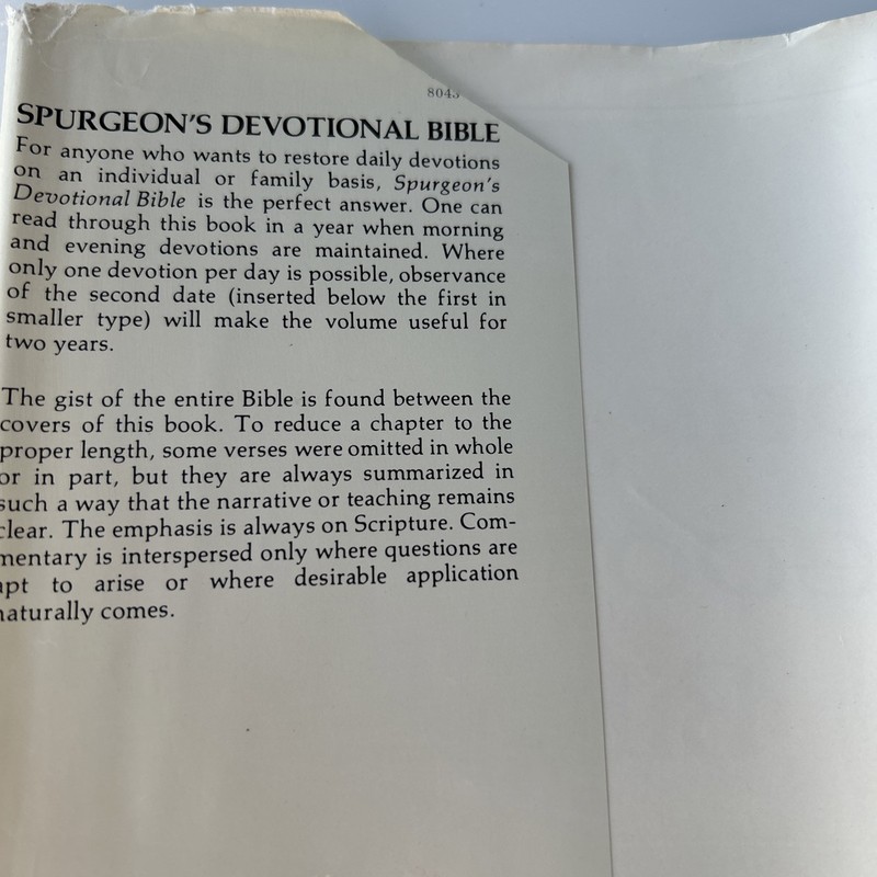 SPURGEON'S DEVOTIONAL BIBLE HBDJ C.H. SPURGEION SELECTED PASSAGES FROM WORD GOD gallery