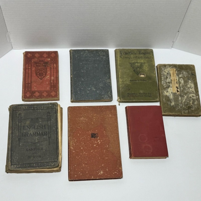 Vintage Early 20th Century Antique Textbook Collection Set of 7 Hardcovers