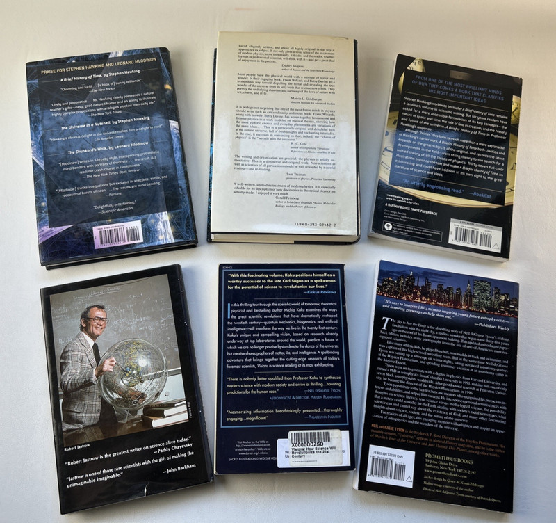 Lot of 6 Stephen Hawking DeGrasse Michio Kaku Physics Space Astronomy PB HC gallery