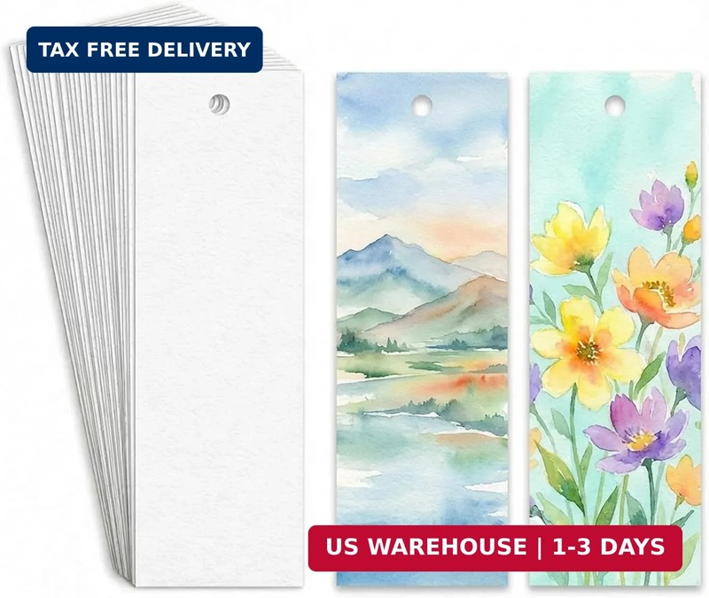 60 Pcs Watercolor Paper Blank Bookmarks with Hole 140 lb/300 GSM Watercolor Book