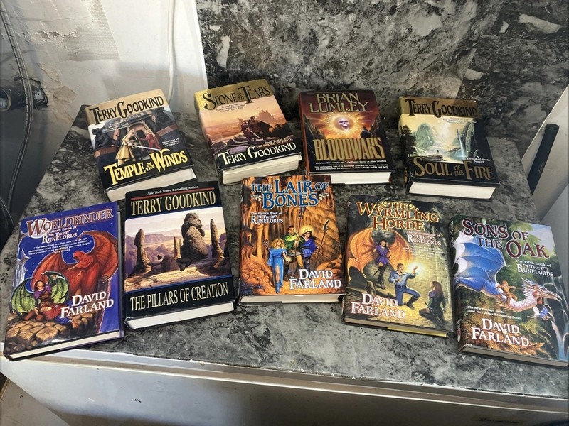 Terry Goodkind, David Farland, Brian Lumley Lot of 9 Hardcover Books Tor Fantasy