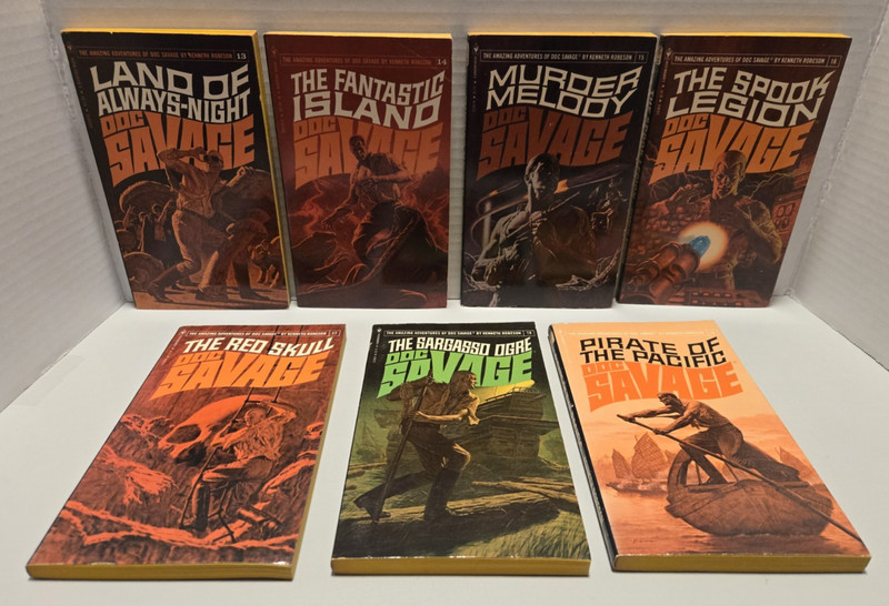 Doc Savage Bantam Paperback Lot of (7) Vintage Books #13, 14, 15, 16, 17, 18, 19