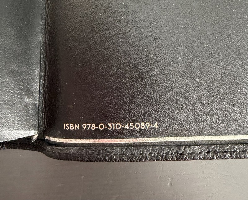 Zondervan NIV BIBLE Goatskin Cover Black w Silver gilt pages Large Print gallery