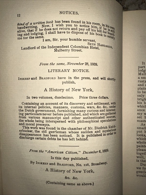 RARE 1809 Knickerbockers History Of N.Y. By Washington Irving. Inc both Vol. gallery