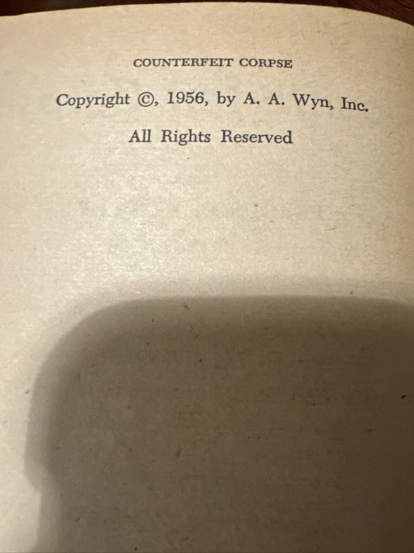 Counterfeit Corpse By Ferguson Finley : Two Novels 1956 gallery