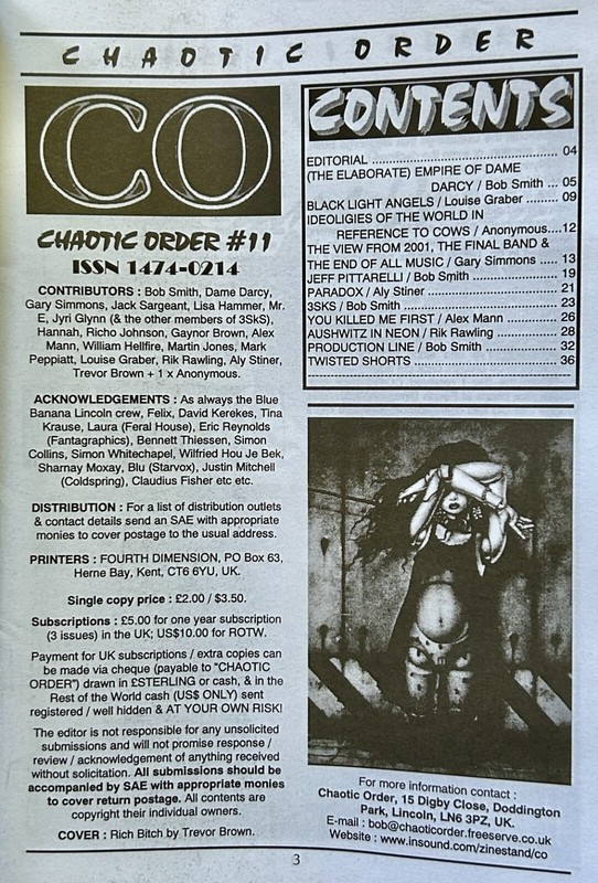 5 2001/02 Chaotic Order Fanzines CO 10 11 12 13 18 UNDERGROUND HORROR SCENE gallery