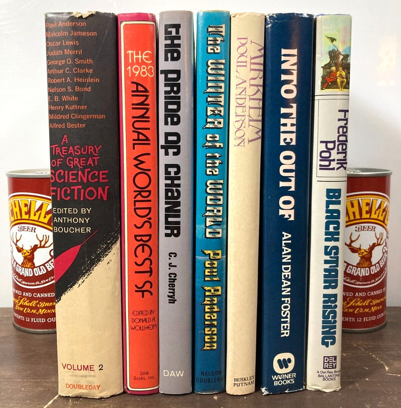 Lot of 7 Sci-Fi Hardcover Books Poul Anderson Cherryh Pohl Alan Dean Foster BCE