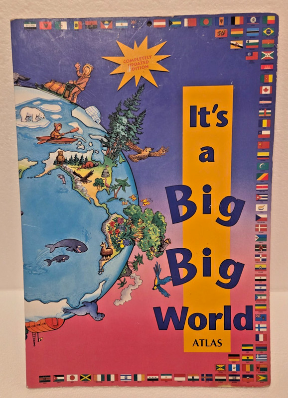 Vintage It’s a Big Big World Jumbo Kids Atlas Learning Board Book – Sweet Item