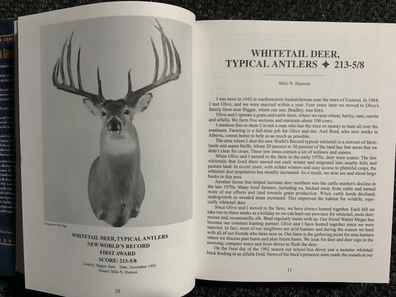 Boone & Crockett 22nd Big Game Awards Book 92-94 Milo Hanson Brian Damery Buck