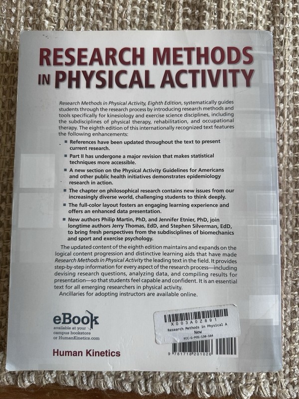 Human Kinetics Research Methods in Physical Activity 8th Ed Paperback Thomas gallery