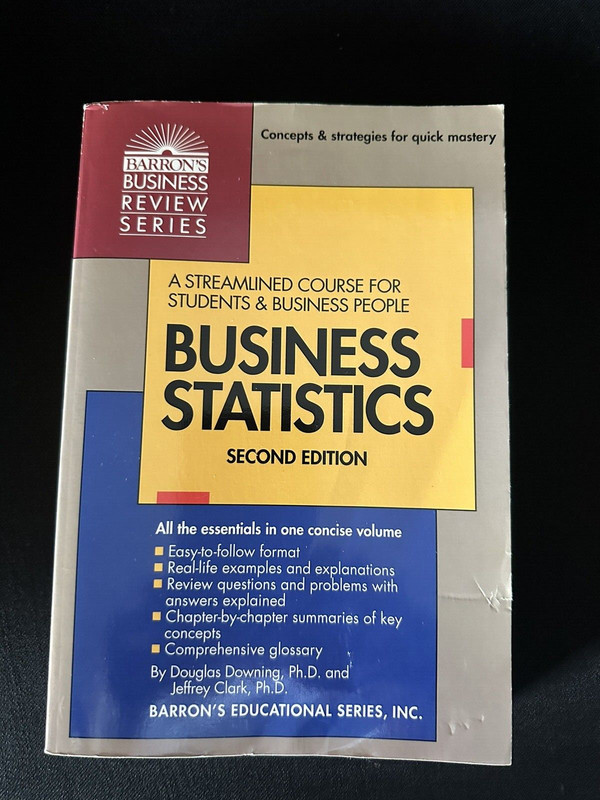 BUSINESS STATISTICS (BARRON’S BUSINESS REVIEW SERIES) By Douglas Downing VG