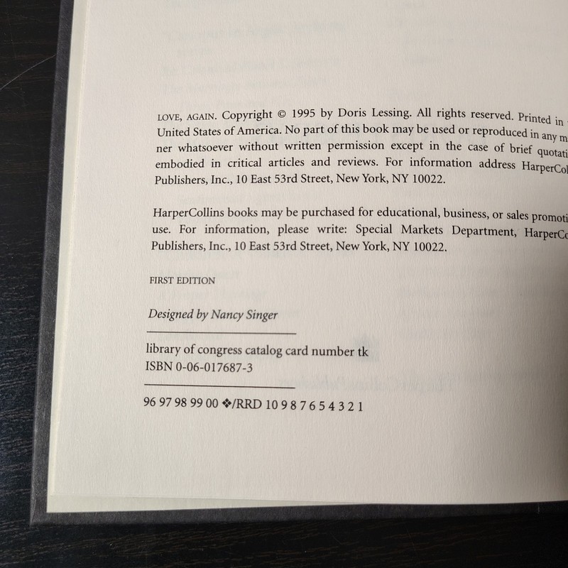 Love, Again by Doris Lessing (1995 Hardcover) First Edition Advance Reading Copy gallery