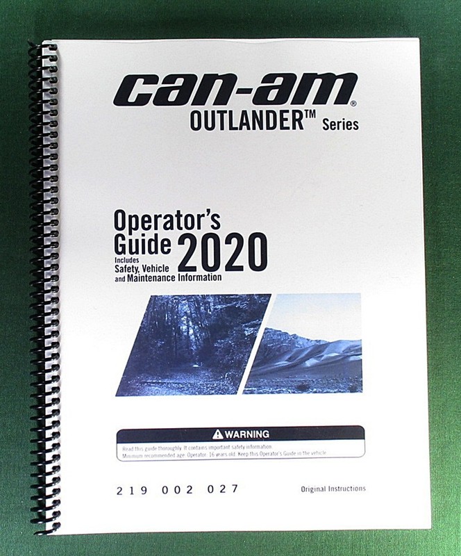 2020 Can-Am Outlander 850 Owner’s Manual: 228 Pages & Protective Covers!