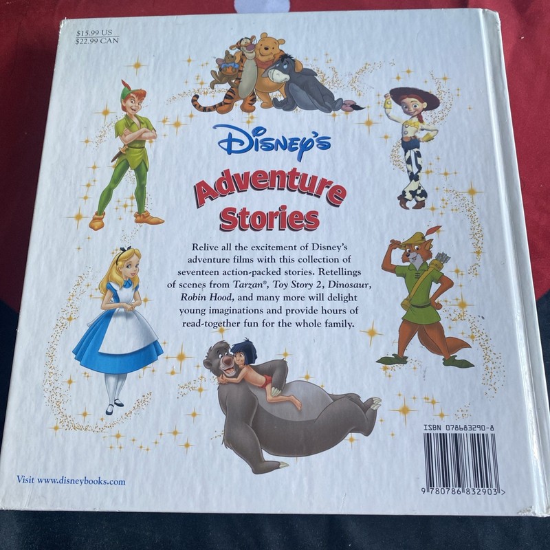 *KIDS* Disney Adventure Stories (2001, VINTAGE Hardcover Book) 17 Stories gallery