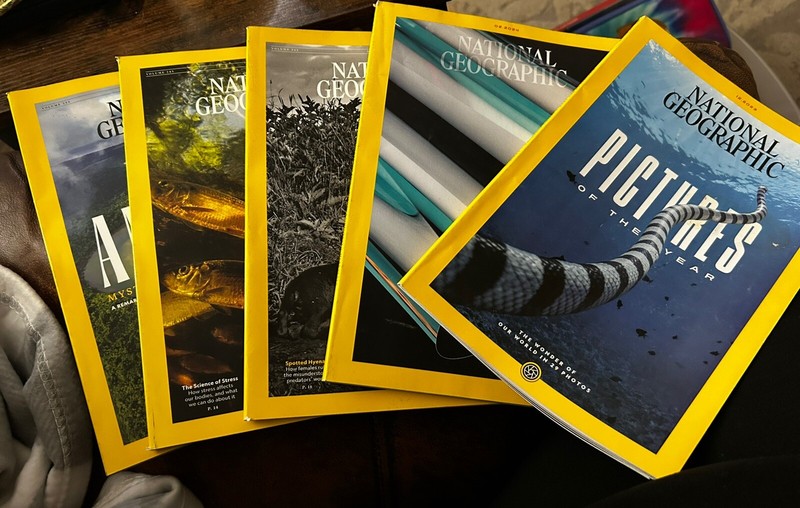 5 National Geographic Magazines Lot 12/23, 10/24, 2/24, 3/24, 6/24 As Shown Wear