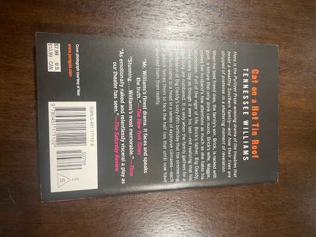 Cat on a Hot Tin Roof by Tennessee Williams (1958, Mass Market) gallery