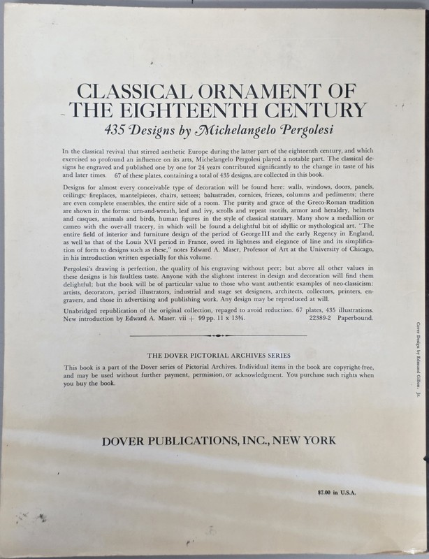 CLASSICAL ORNAMENT OF THE EIGHTEENTH CENTURY, 435 Designs Michelangelo Pergolesi gallery