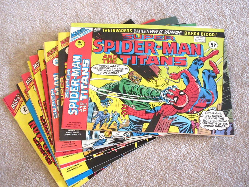 Super Spider-Man & the Titans Comics x 10, # 210-220 UK Marvel Weekly, FN+ 1977