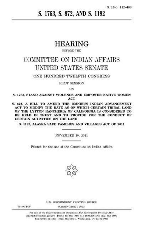S. 1763, S. 872, and S. 1192 by United States Senate (English) Paperback Book