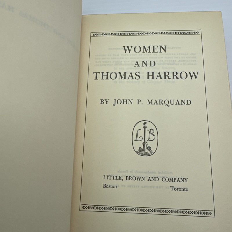 Women and Thomas Harrow John P. Marquand 1958 HC Book Club Edition Novel gallery