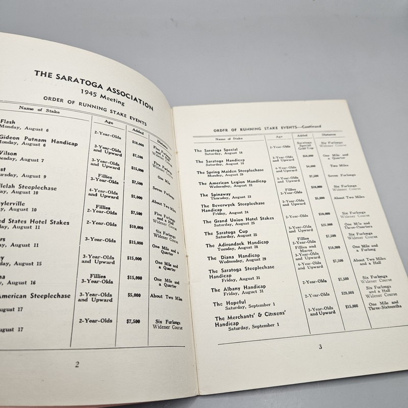 The Saratoga Association Summer 1945 Horse Vreeding Program Belmont Park 1945 gallery