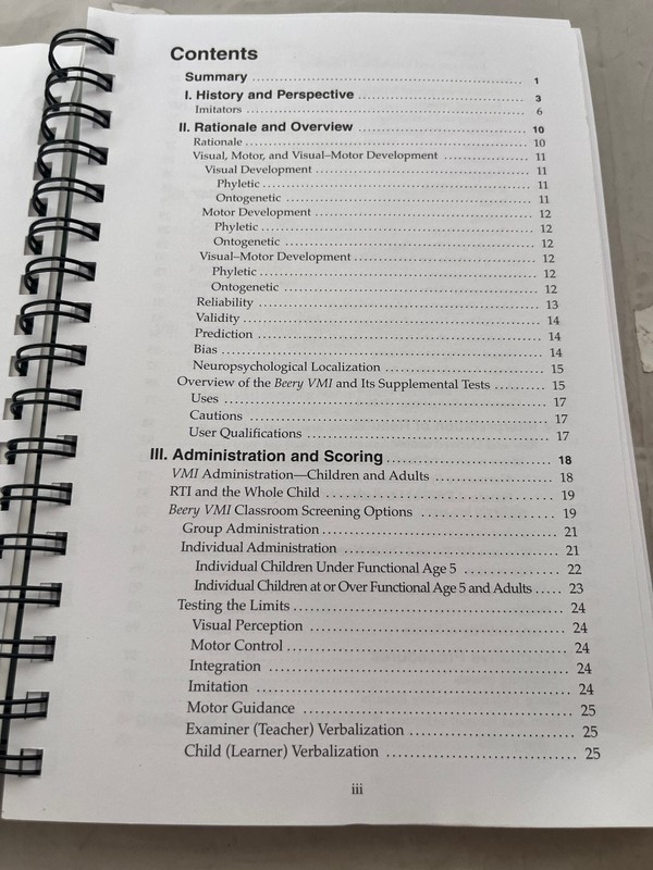 Beery VMI Sixth Edition Administration Scoring Teaching Manual Pearson PsychCorp gallery