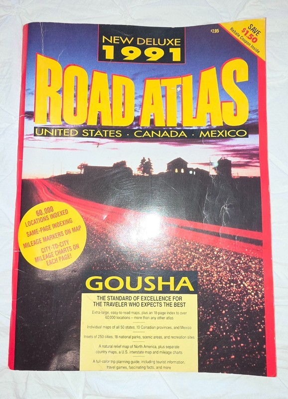 Vintage New Deluxe 1991 Road Atlas by H.M. Gousha United States, Canada, Mexico