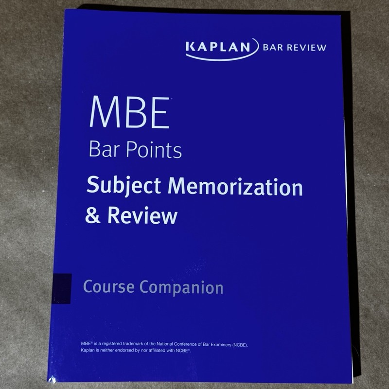 2019 Kaplan Bar Review MBE Bar Points Subject Memorization & Review