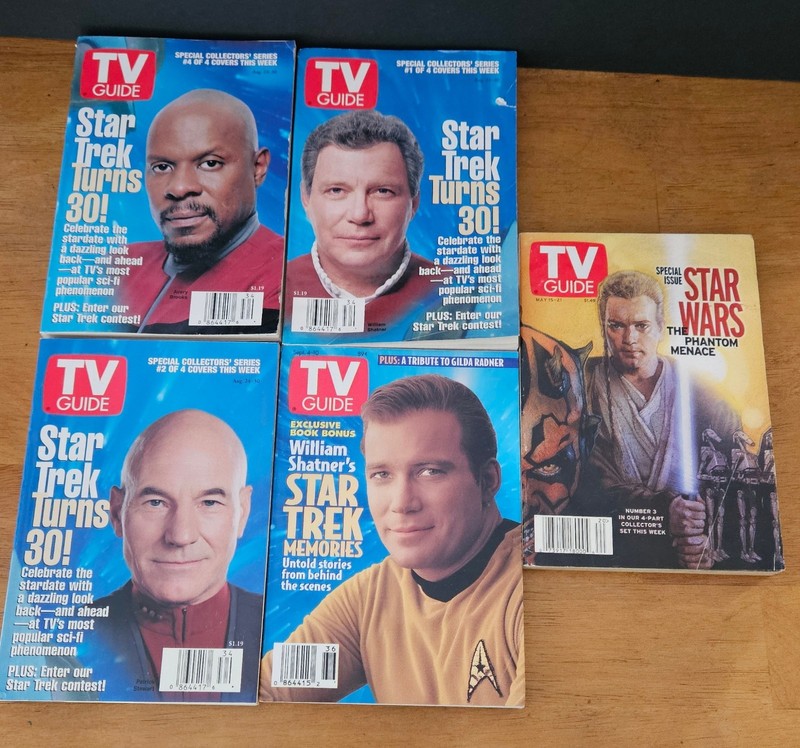 TV Guide Magazines, Star Trek Captains Turn 30 &1/ Plus Bonus Star Wars (Set 5)
