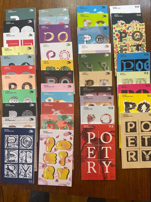 Poetry Magazine Mixed Large Lot 40 Issues from 2019, 2020. 2021, 2022, 2023.