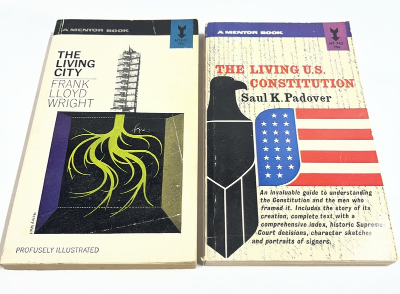 Frank Lloyd Wright The Living City/Living USConstitution Mentor Paperback 1950s