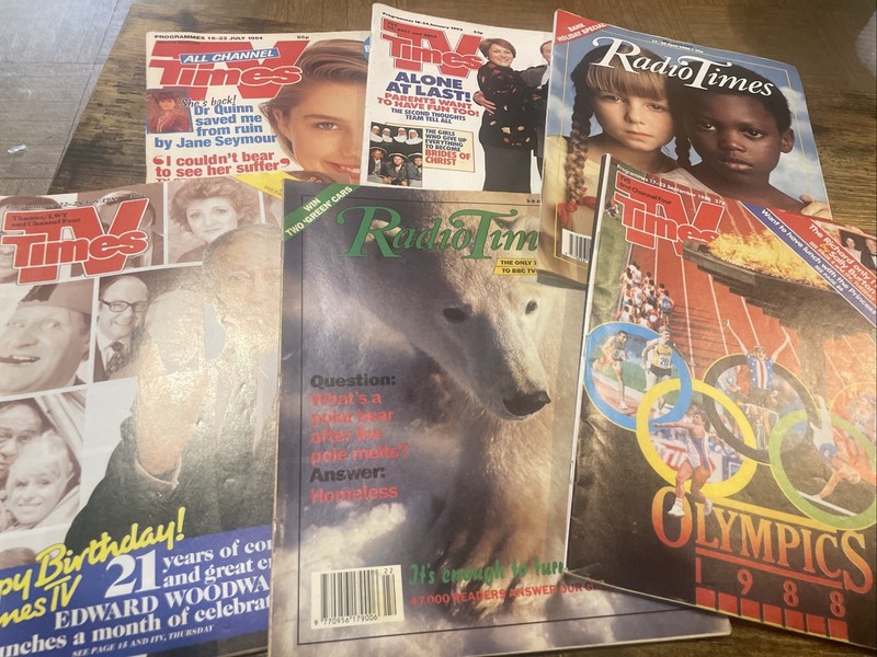 6 X Radio Times TV Times Magazines Mags 1988-1994 Inc Olympics Edward Woodward