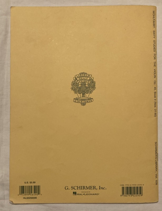 Wohlfahrt - 60 Studies, Op. 45 - Book 2: Violin Method (Schirmer's) gallery