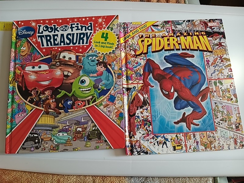 2 Disney’s Look and Find Treasury : 4 In 1 Big Boo K Plus The Amazing Spider-Man