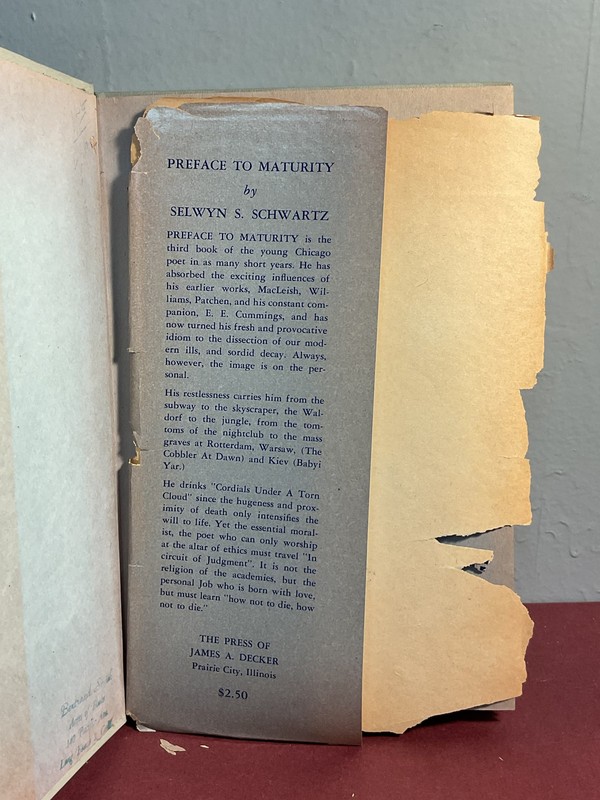 Preface to Maturity Selwyn S. Schwartz 1944 Poetry Hardcover James A. Decker gallery