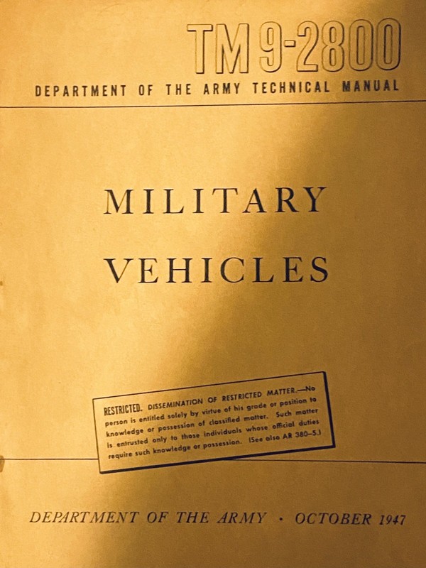 Vintage 1947 Army TM 9-2800 Military Vehicles Book Trucks Jeeps Tanks