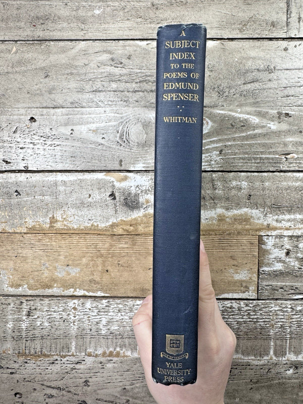 1919 Antique Index “A Subject-Index to the Poems of Edmund Spenser” Whitman