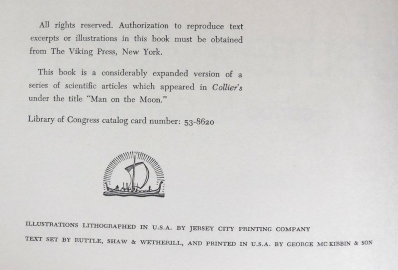 Vtg 1953 Conquest of the Moon Wernher Von Braun Space Travel 1st Ed HC/DJ Viking gallery