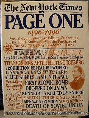 The New York Times: Page One Special Commemorative Edition Celebrating th – GOOD