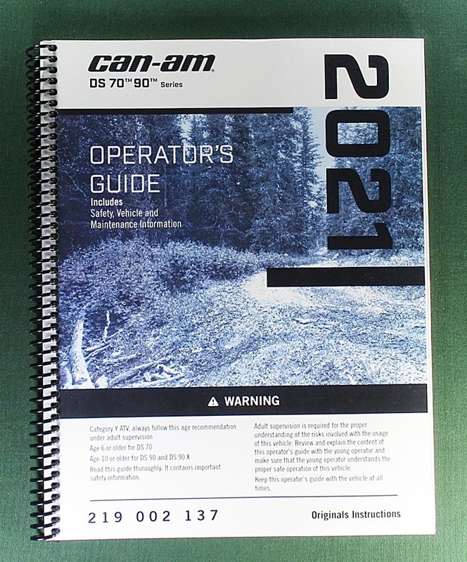 2021 Can-Am DS 90X Owner’s Manual: 165 Pages & Protective Covers!