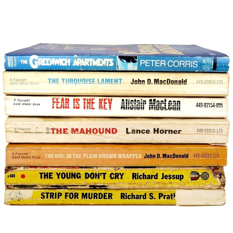 Fawcett Gold Medal Lot of 7 Vintage 1950s-1980s Paperbacks Pin-Up Adventure