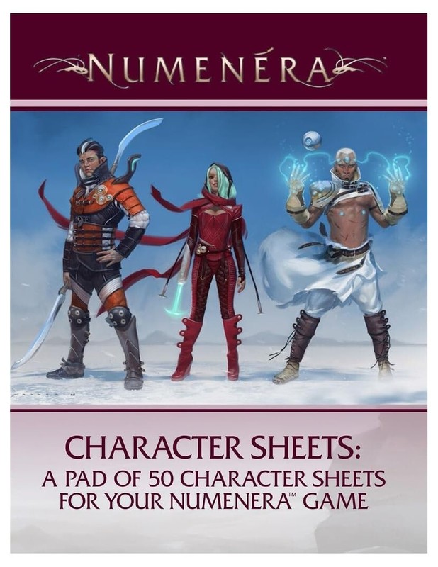 Numenera Character Sheets Pad of 50 Sheets RPG Monte Cook Games Accessory
