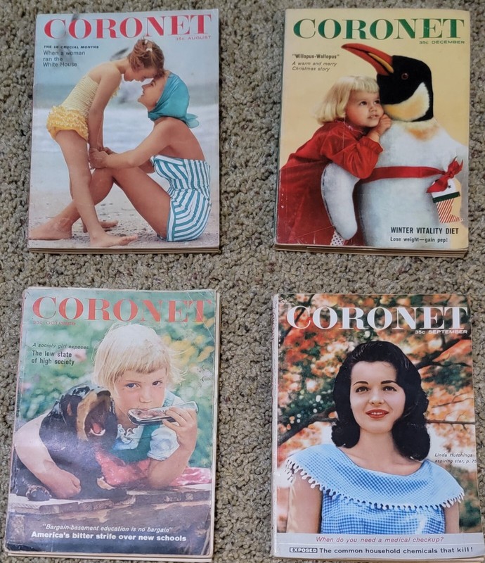Lot 4 four Coronet magazine August September October December 1958 Vintage Ads
