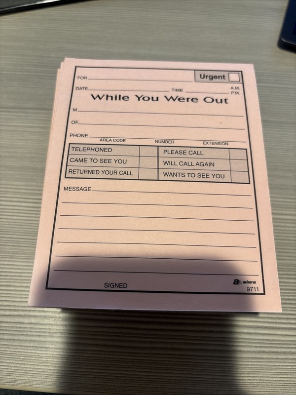 Vintage Lot of 10 Pink «While You Were Out» 5 1/2″ x 4 1/4″ Pads