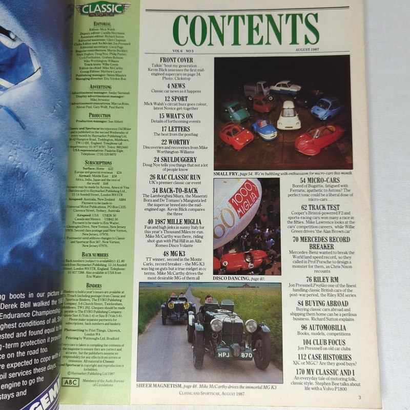 Vintage Classic And Sportscar Magazine August, June 1987 Mixed - Lot of 2 gallery