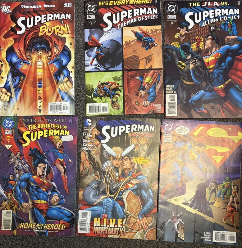 Superman DC Comics 6 In Total From 1980 To 1990’s. Job Lot Bundle, Used.