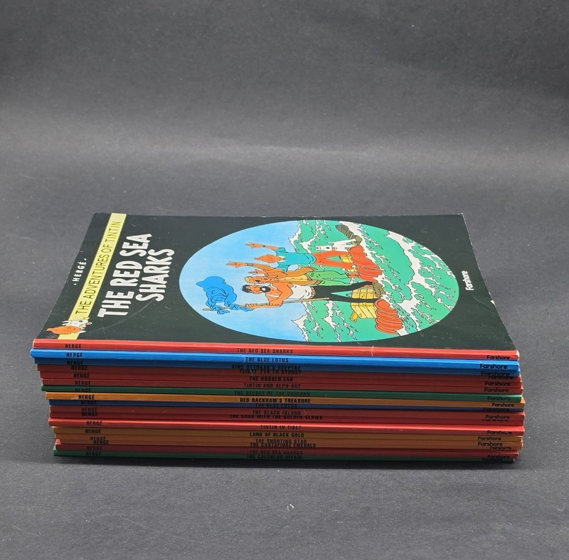Herge – The Adventures Of Tintin Lot Of 18 Softcover Comic Book Graphic Novel