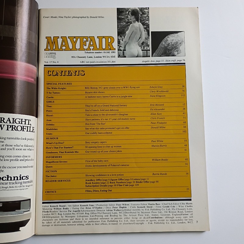 Mayfair Magazine April 1982 Vol 17 No 4 Ann Muir Austin Cars Polaroid VG+ Cond gallery